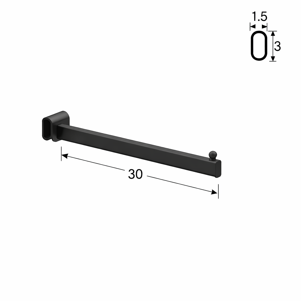 Κρεμάστρα ίσια σωληνωτή 30cm (για μπάρα οβάλ)