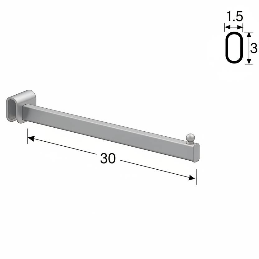 Κρεμάστρα ίσια σωληνωτή 30cm (για μπάρα οβάλ)