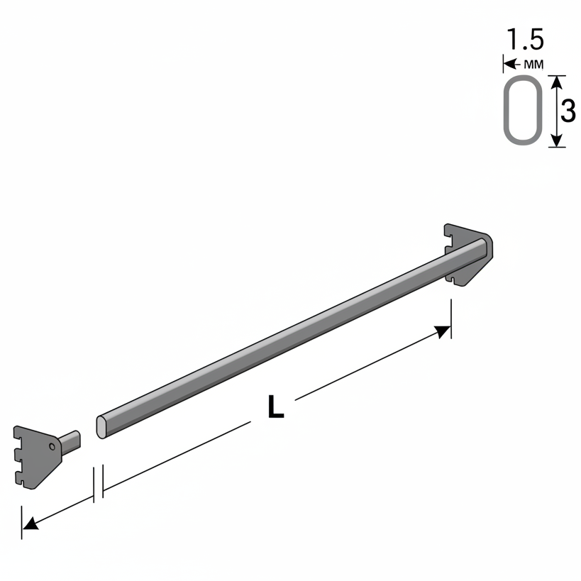 Μπάρα οβάλ στήριξης αξεσουάρ (ημίσπαστη)
